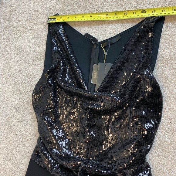 Donna Karan black sequin Bodice Flare Dress Sz 10 - Picture 11 of 15